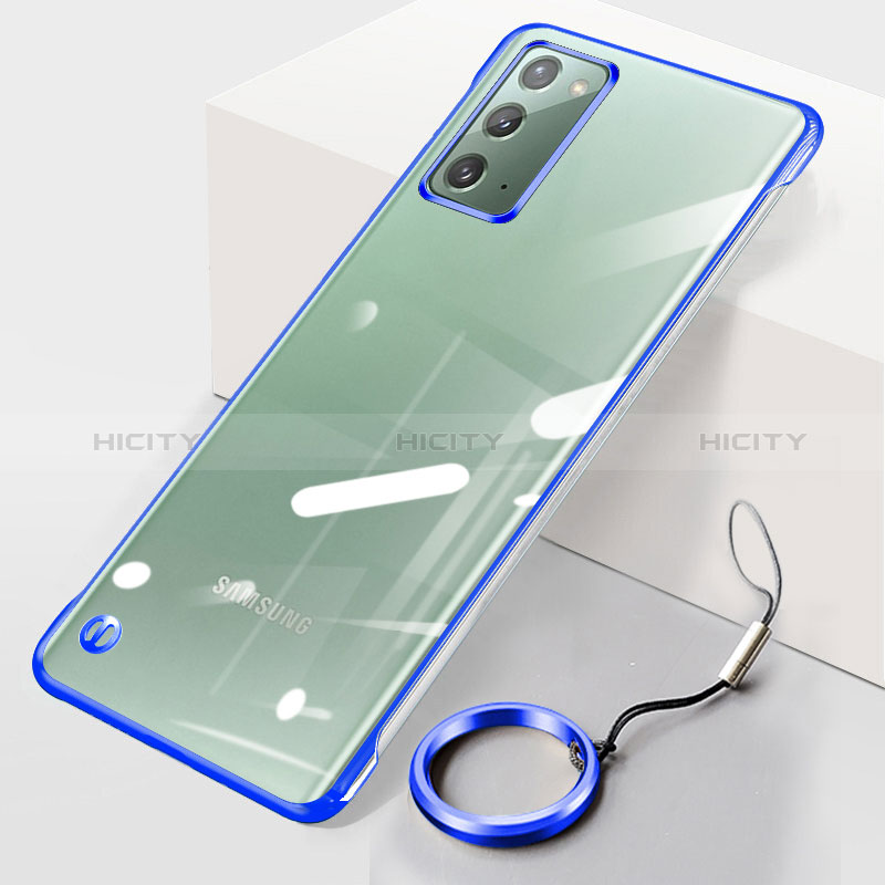 Carcasa Dura Cristal Plastico Funda Rigida Transparente JS1 para Samsung Galaxy Note 20 5G Azul