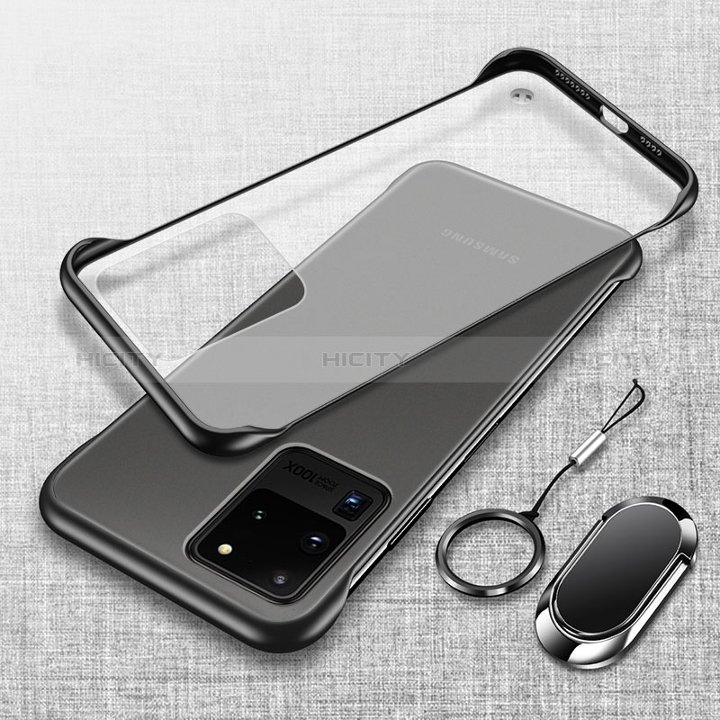 Carcasa Dura Cristal Plastico Funda Rigida Transparente JS1 para Samsung Galaxy S20 Ultra 5G Negro
