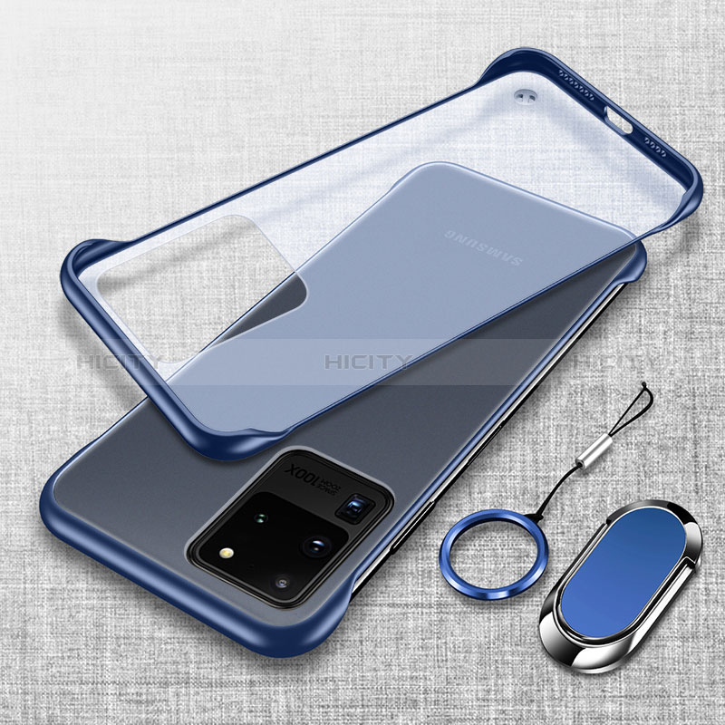 Carcasa Dura Cristal Plastico Funda Rigida Transparente JS1 para Samsung Galaxy S20 Ultra Azul