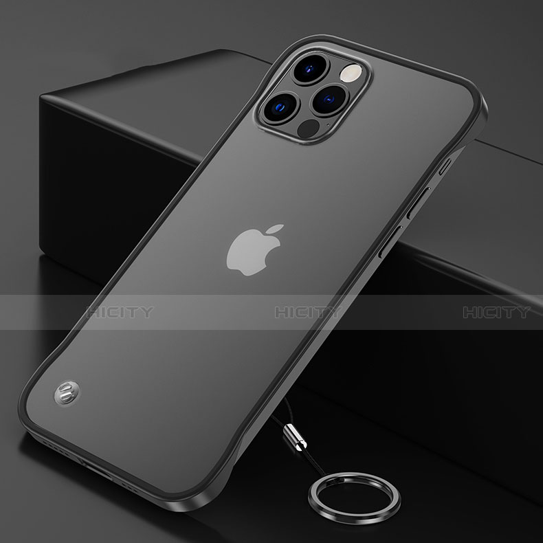 Carcasa Dura Cristal Plastico Funda Rigida Transparente N01 para Apple iPhone 12 Pro Max Negro