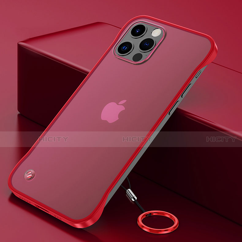 Carcasa Dura Cristal Plastico Funda Rigida Transparente N01 para Apple iPhone 12 Pro Max Rojo