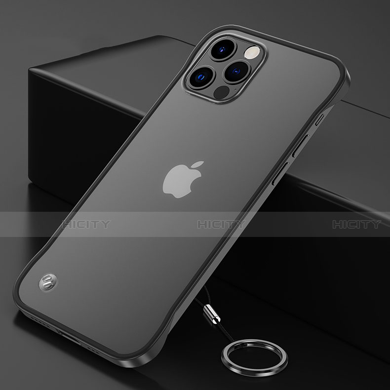 Carcasa Dura Cristal Plastico Funda Rigida Transparente N01 para Apple iPhone 12 Pro Negro
