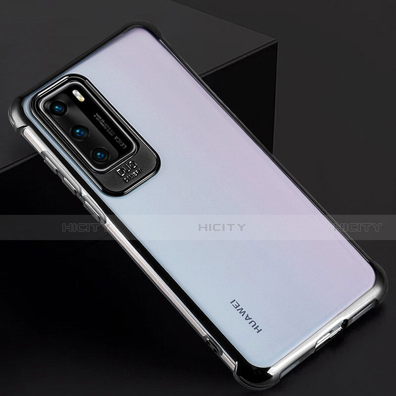 Carcasa Dura Cristal Plastico Funda Rigida Transparente N01 para Huawei P40 Negro