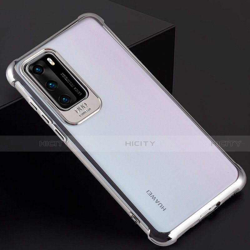 Carcasa Dura Cristal Plastico Funda Rigida Transparente N01 para Huawei P40 Plata