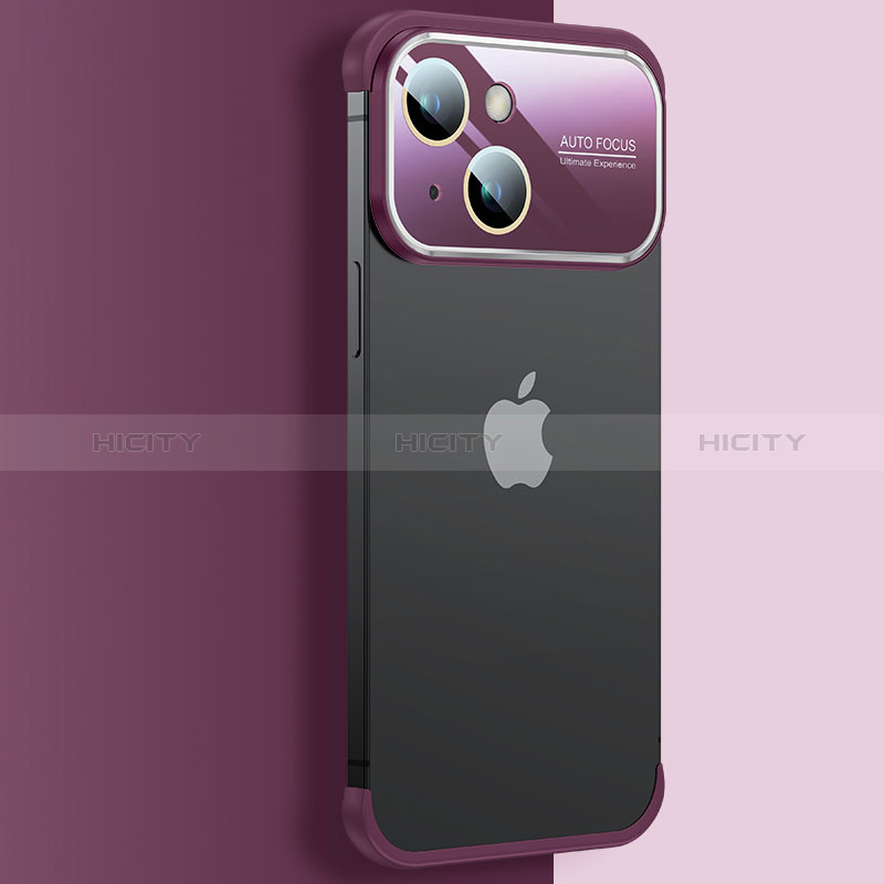 Carcasa Dura Cristal Plastico Funda Rigida Transparente QC4 para Apple iPhone 14 Plus Rojo Rosa