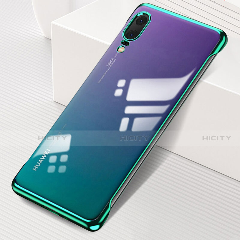 Carcasa Dura Cristal Plastico Funda Rigida Transparente S01 para Huawei P20 Verde