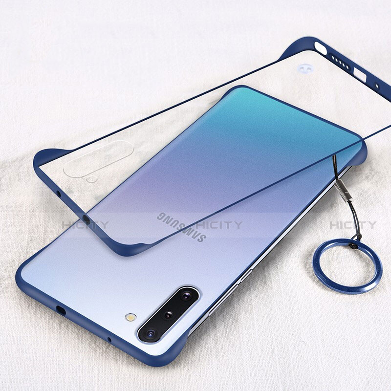 Carcasa Dura Cristal Plastico Funda Rigida Transparente S01 para Samsung Galaxy Note 10 Azul