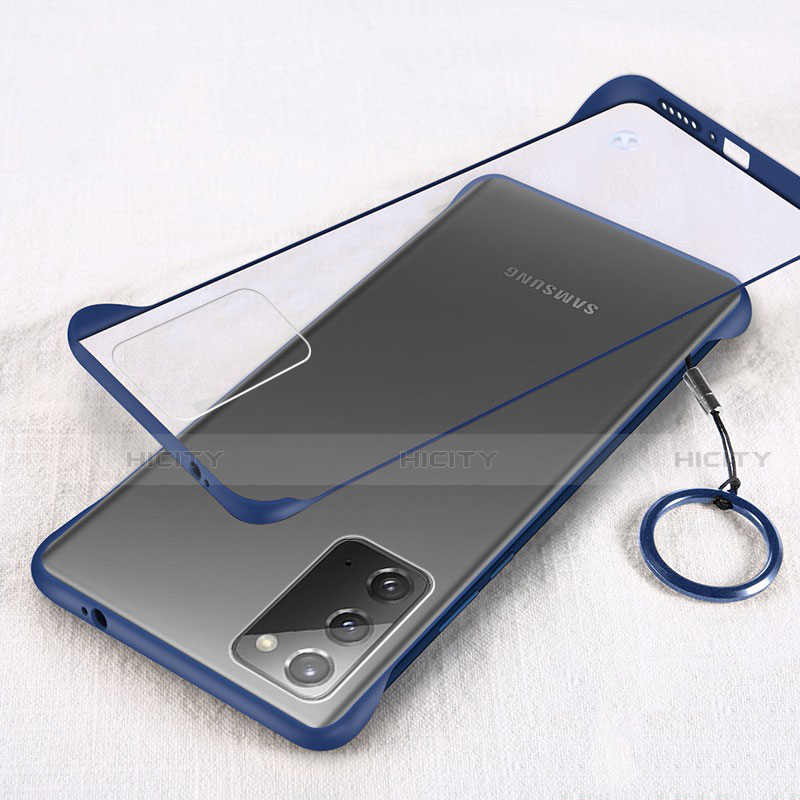 Carcasa Dura Cristal Plastico Funda Rigida Transparente S01 para Samsung Galaxy Note 20 5G Azul