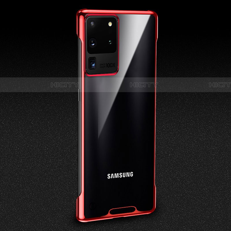 Carcasa Dura Cristal Plastico Funda Rigida Transparente S01 para Samsung Galaxy S20 Ultra 5G Rojo
