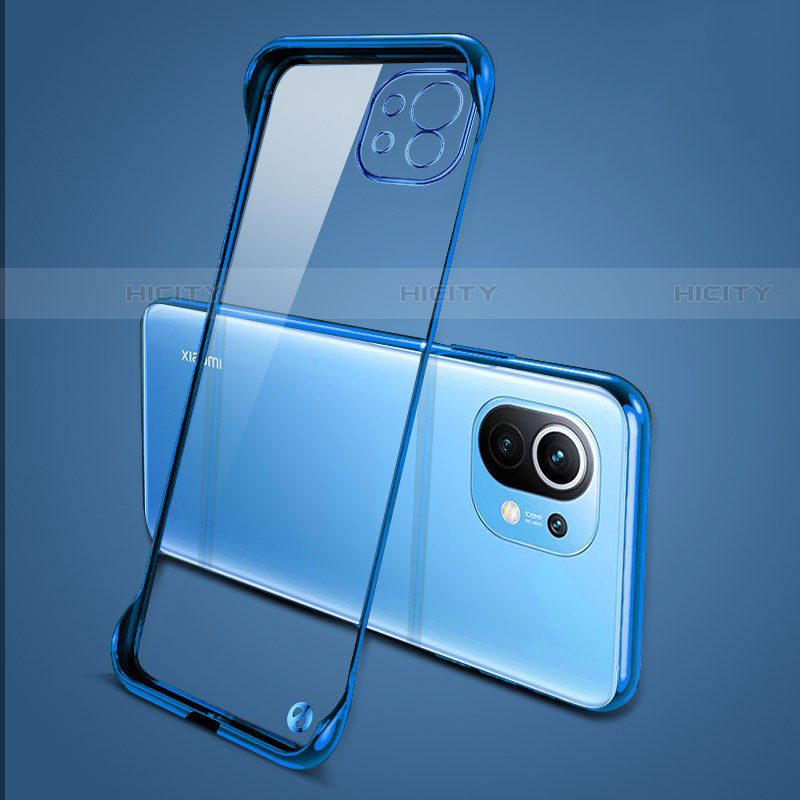 Carcasa Dura Cristal Plastico Funda Rigida Transparente S01 para Xiaomi Mi 11 Lite 5G Azul