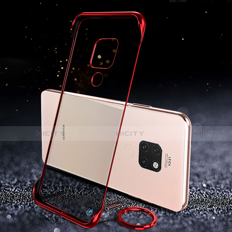 Carcasa Dura Cristal Plastico Funda Rigida Transparente S02 para Huawei Mate 20 Rojo