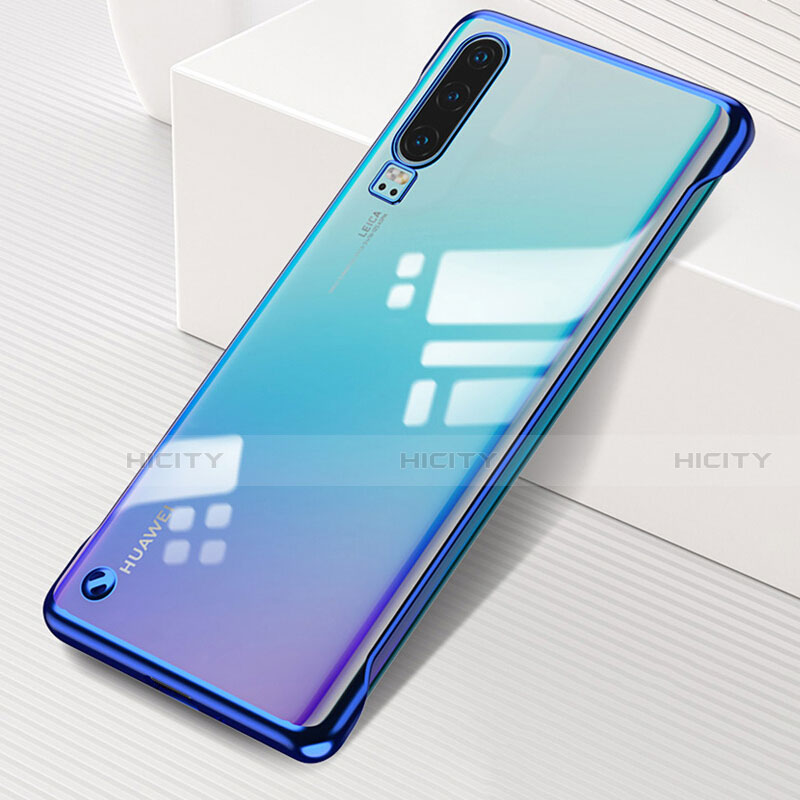 Carcasa Dura Cristal Plastico Funda Rigida Transparente S02 para Huawei P30 Azul