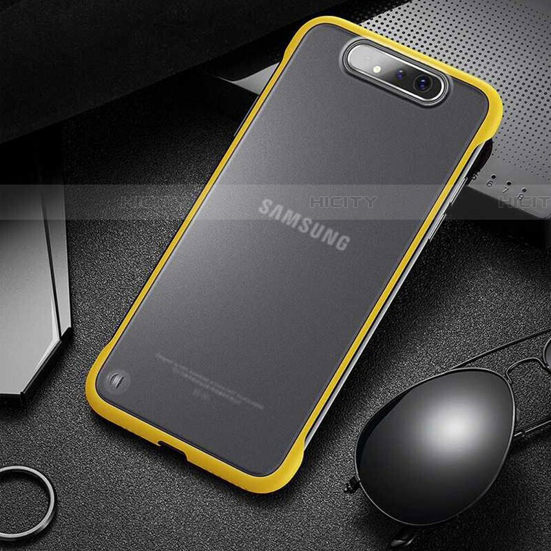 Carcasa Dura Cristal Plastico Funda Rigida Transparente S02 para Samsung Galaxy A80 Amarillo