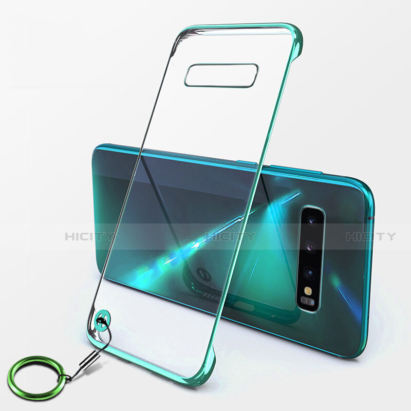 Carcasa Dura Cristal Plastico Funda Rigida Transparente S02 para Samsung Galaxy S10 Plus Cian