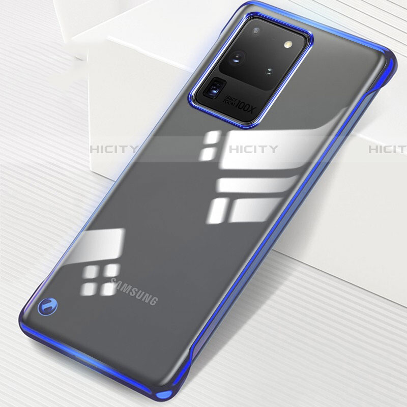 Carcasa Dura Cristal Plastico Funda Rigida Transparente S02 para Samsung Galaxy S20 Ultra Azul