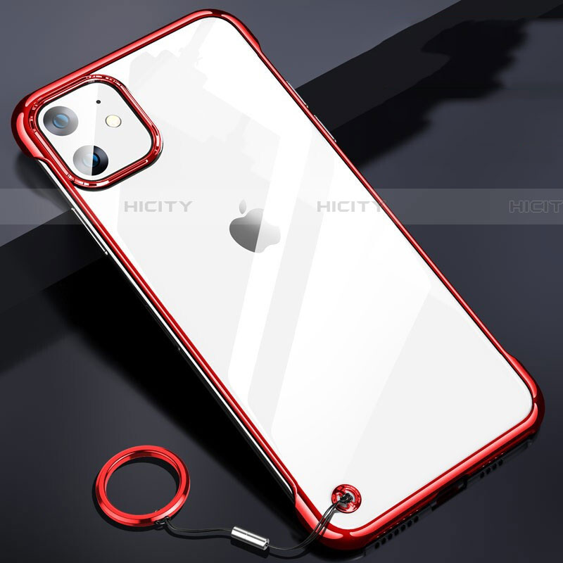 Carcasa Dura Cristal Plastico Funda Rigida Transparente S03 para Apple iPhone 11 Rojo