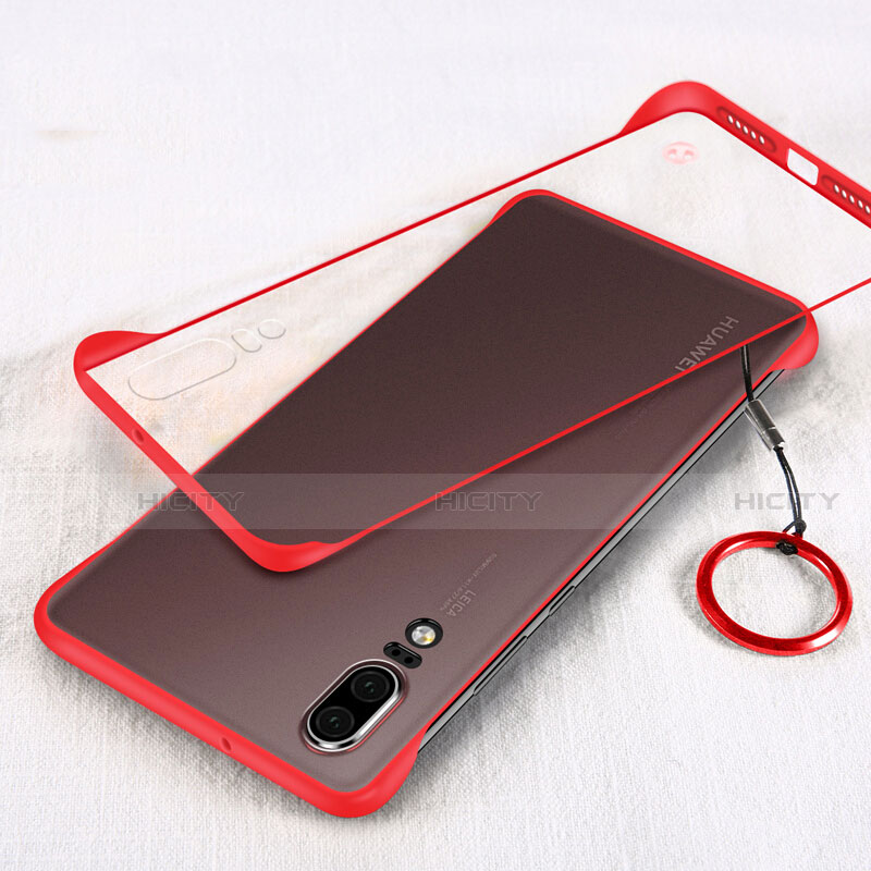 Carcasa Dura Cristal Plastico Funda Rigida Transparente S03 para Huawei P20 Rojo