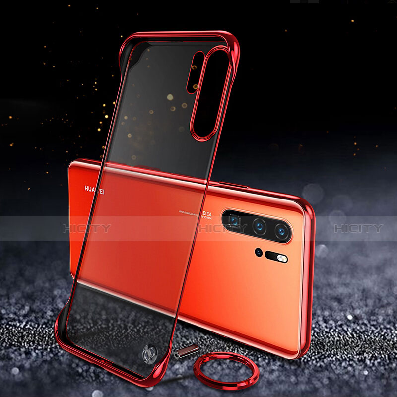 Carcasa Dura Cristal Plastico Funda Rigida Transparente S03 para Huawei P30 Pro Rojo