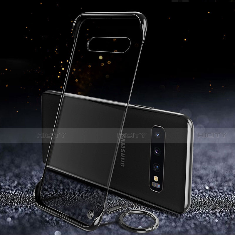 Carcasa Dura Cristal Plastico Funda Rigida Transparente S03 para Samsung Galaxy S10 Plus Negro