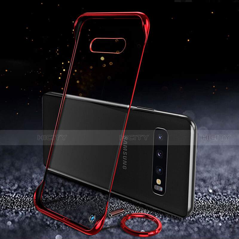 Carcasa Dura Cristal Plastico Funda Rigida Transparente S03 para Samsung Galaxy S10 Rojo