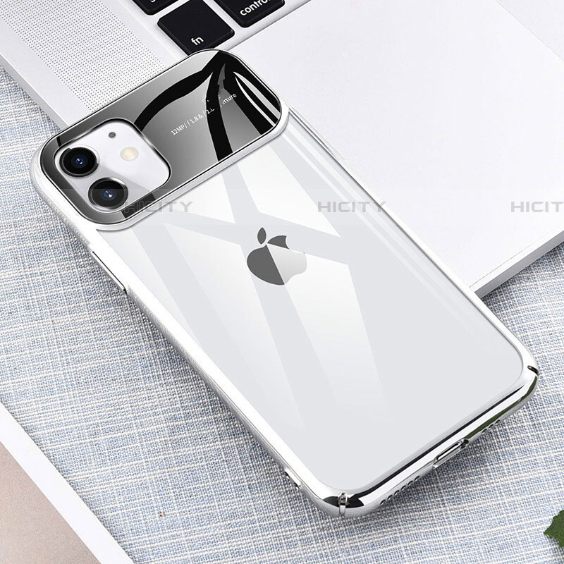 Carcasa Dura Cristal Plastico Funda Rigida Transparente S04 para Apple iPhone 11 Plata