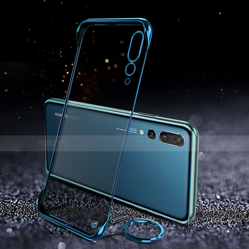 Carcasa Dura Cristal Plastico Funda Rigida Transparente S04 para Huawei P20 Pro Azul