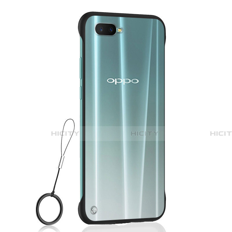 Carcasa Dura Cristal Plastico Funda Rigida Transparente S04 para Oppo K1 Negro