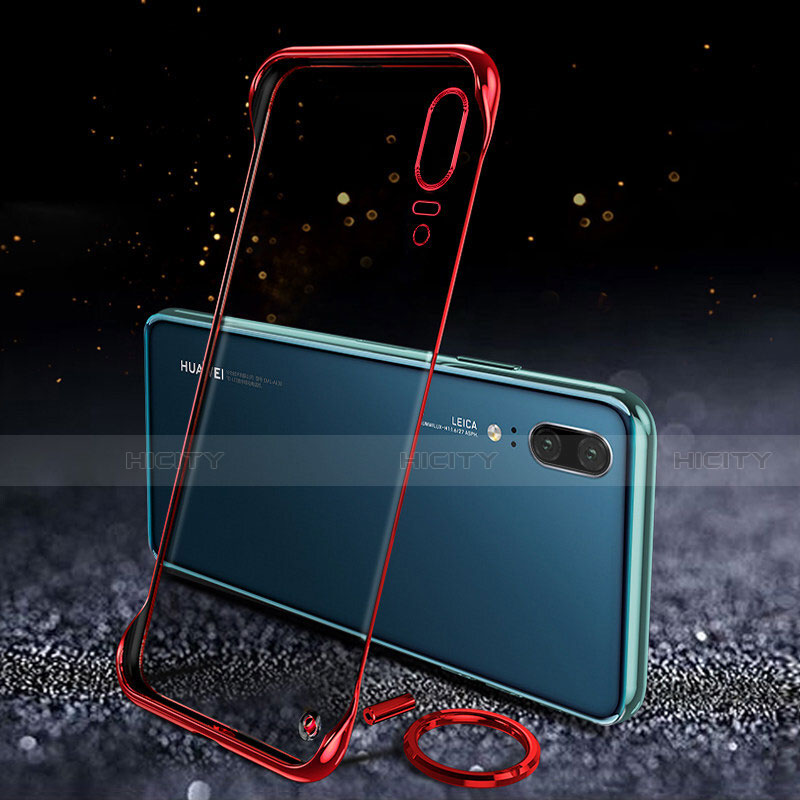 Carcasa Dura Cristal Plastico Funda Rigida Transparente S05 para Huawei P20 Rojo