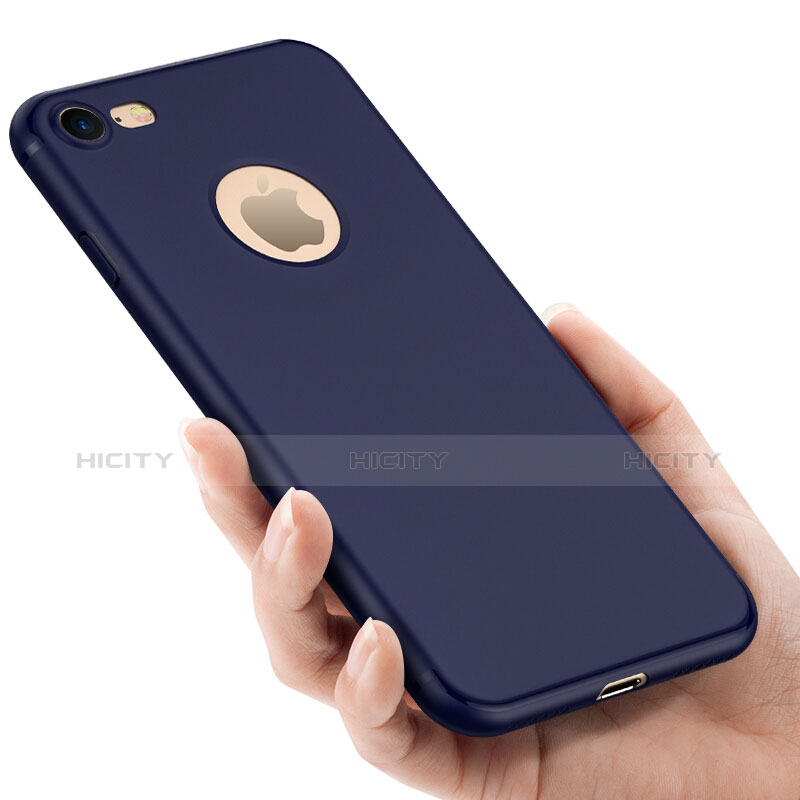 Carcasa Dura Plastico Rigida Mate con Agujero para Apple iPhone 8 Azul