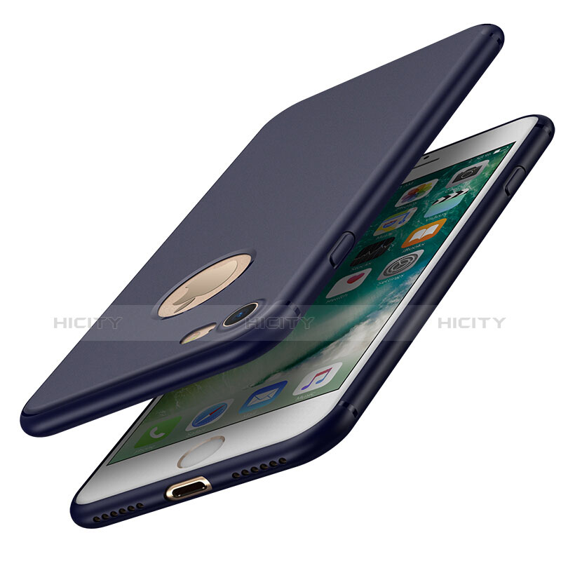 Carcasa Dura Plastico Rigida Mate con Agujero para Apple iPhone 8 Azul