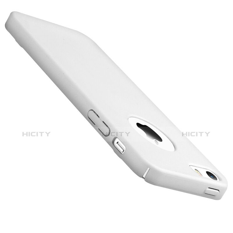 Carcasa Dura Plastico Rigida Mate con Agujero para Apple iPhone SE Blanco