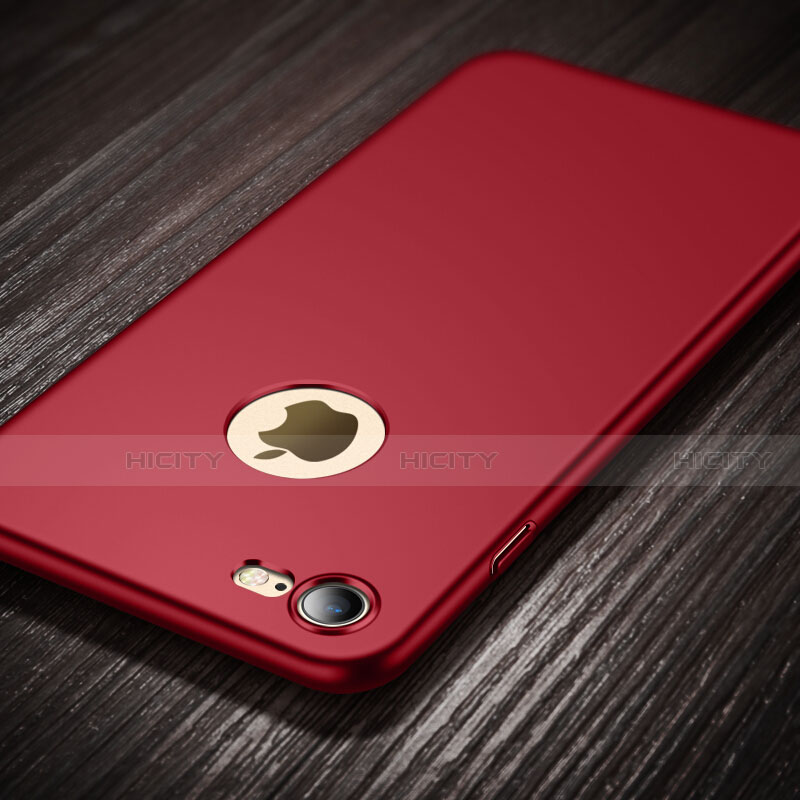 Carcasa Dura Plastico Rigida Mate con Agujero y Anillo de dedo Soporte para Apple iPhone SE (2020) Rojo
