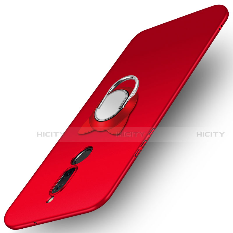 Carcasa Dura Plastico Rigida Mate con Anillo de dedo Soporte A02 para Huawei G10 Rojo