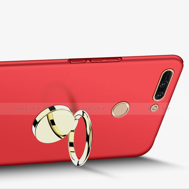 Carcasa Dura Plastico Rigida Mate con Anillo de dedo Soporte A02 para Huawei Honor V9 Rojo