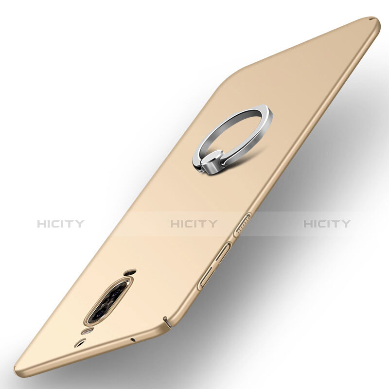 Carcasa Dura Plastico Rigida Mate con Anillo de dedo Soporte A02 para Huawei Mate 9 Pro Oro