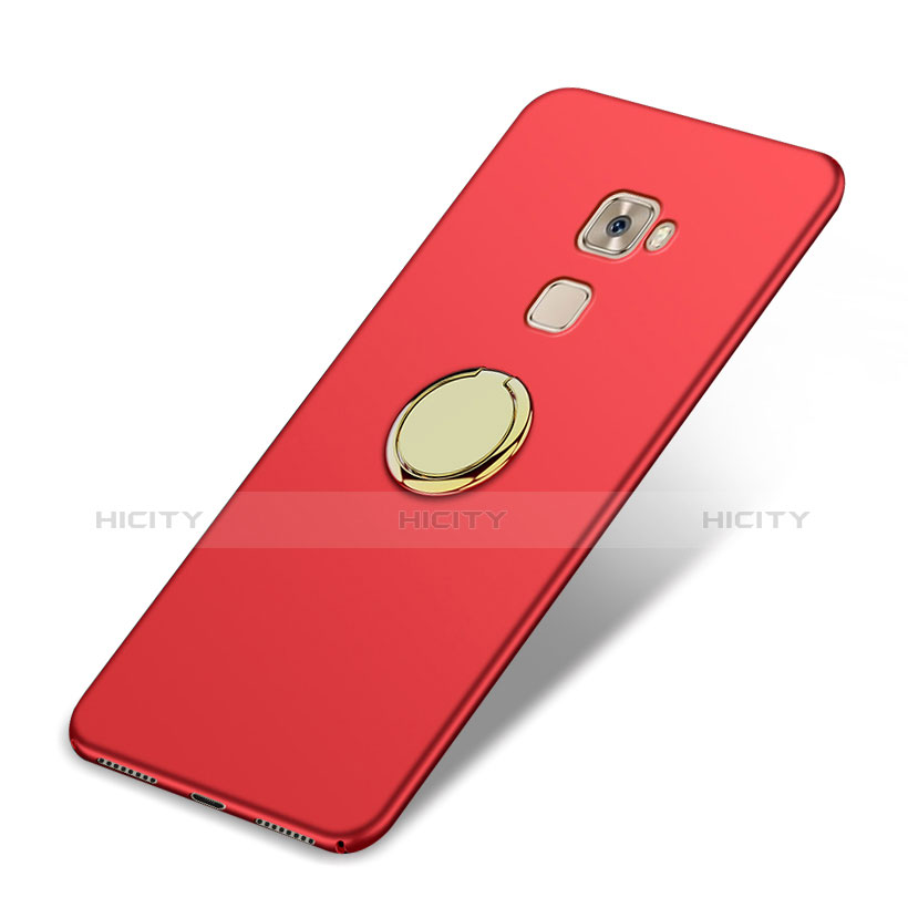 Carcasa Dura Plastico Rigida Mate con Anillo de dedo Soporte A02 para Huawei Mate S Rojo