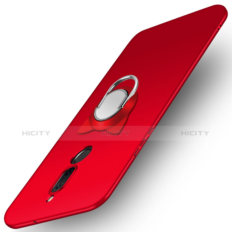 Carcasa Dura Plastico Rigida Mate con Anillo de dedo Soporte A02 para Huawei Rhone Rojo