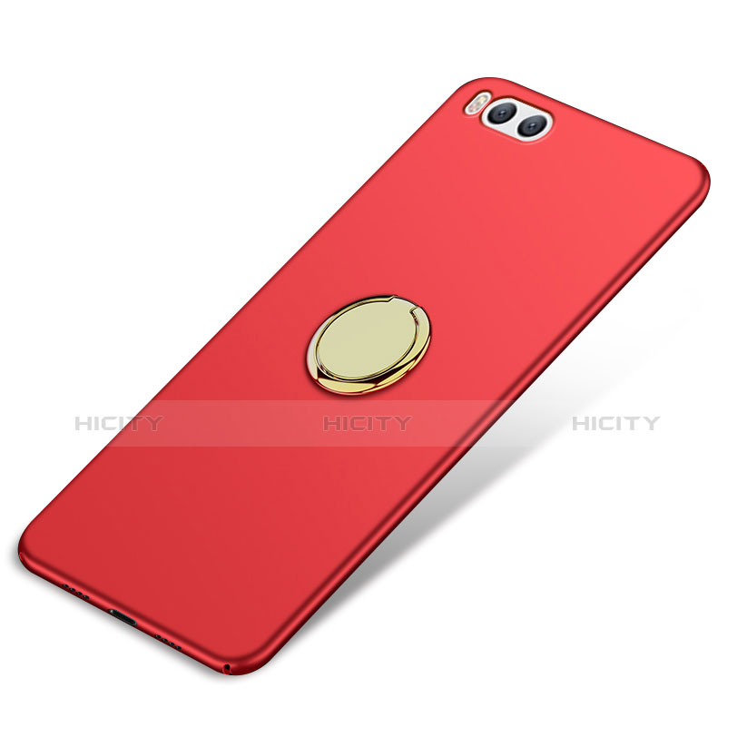 Carcasa Dura Plastico Rigida Mate con Anillo de dedo Soporte A02 para Xiaomi Mi 6 Rojo