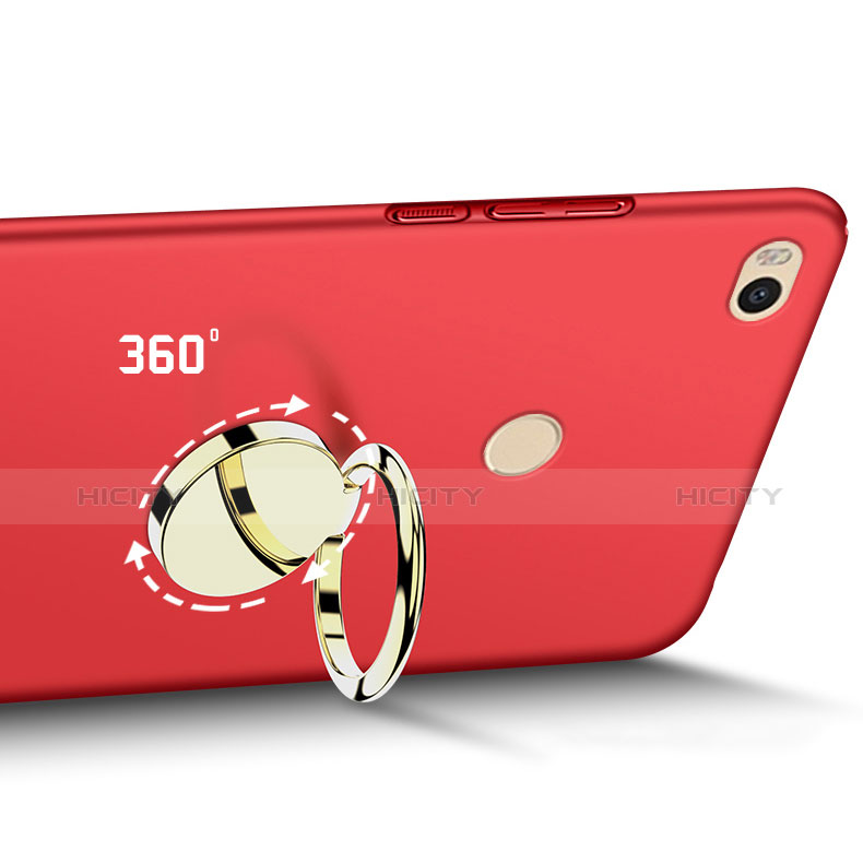 Carcasa Dura Plastico Rigida Mate con Anillo de dedo Soporte A02 para Xiaomi Mi Max 2 Rojo