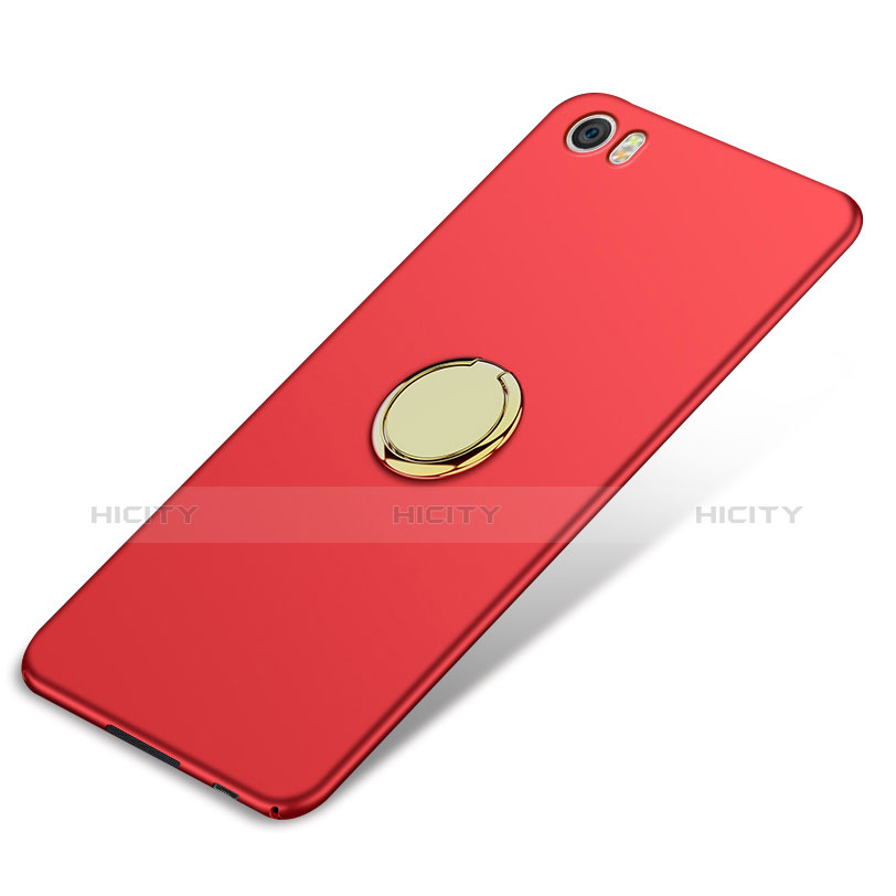 Carcasa Dura Plastico Rigida Mate con Anillo de dedo Soporte A02 para Xiaomi Mi Note Rojo