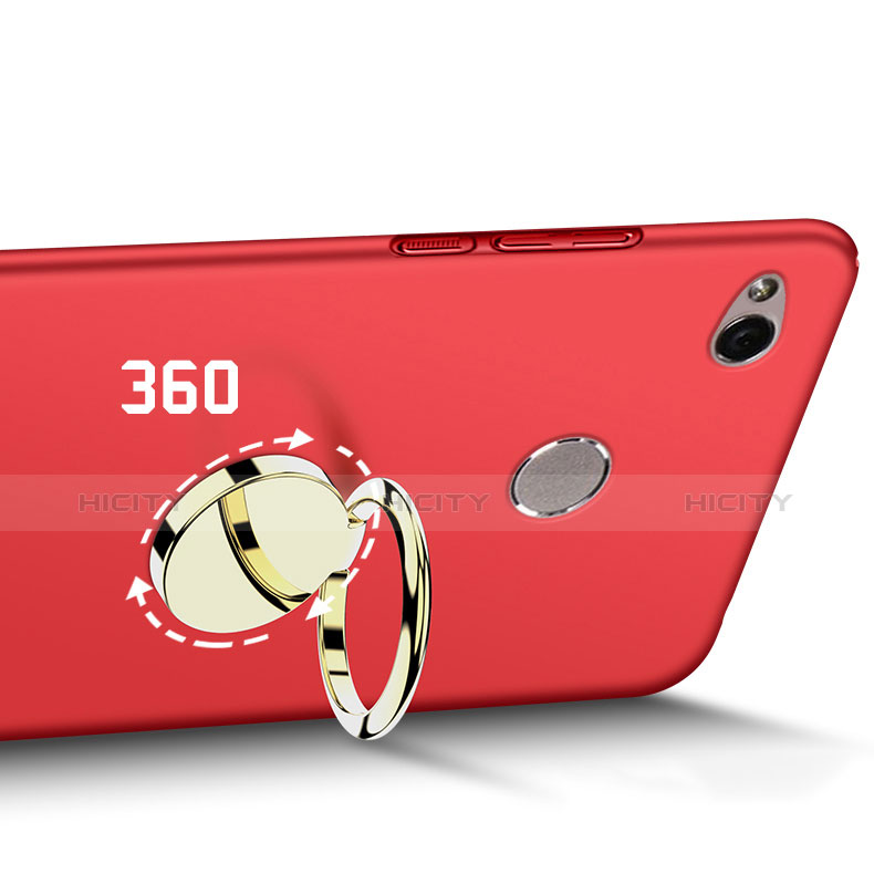 Carcasa Dura Plastico Rigida Mate con Anillo de dedo Soporte A02 para Xiaomi Redmi 3X Rojo