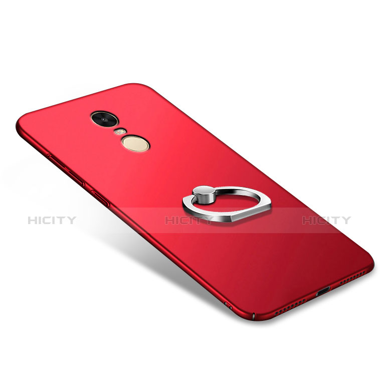 Carcasa Dura Plastico Rigida Mate con Anillo de dedo Soporte A02 para Xiaomi Redmi Note 4 Standard Edition Rojo