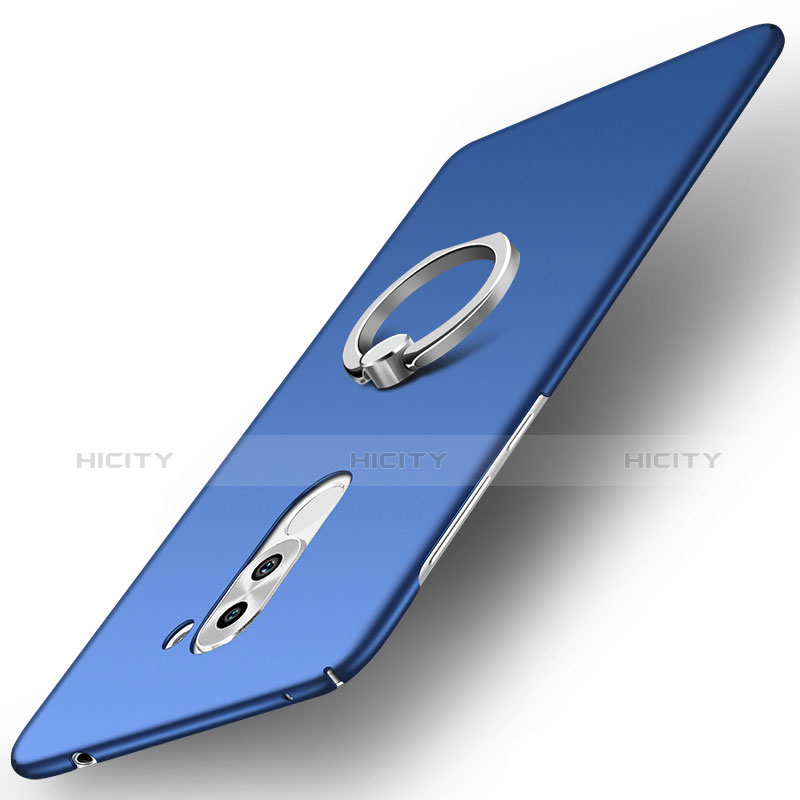 Carcasa Dura Plastico Rigida Mate con Anillo de dedo Soporte A03 para Huawei GR5 (2017) Azul