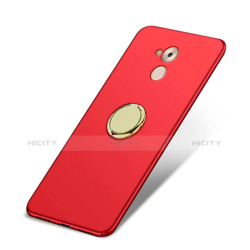 Carcasa Dura Plastico Rigida Mate con Anillo de dedo Soporte A03 para Huawei Honor 6C Rojo