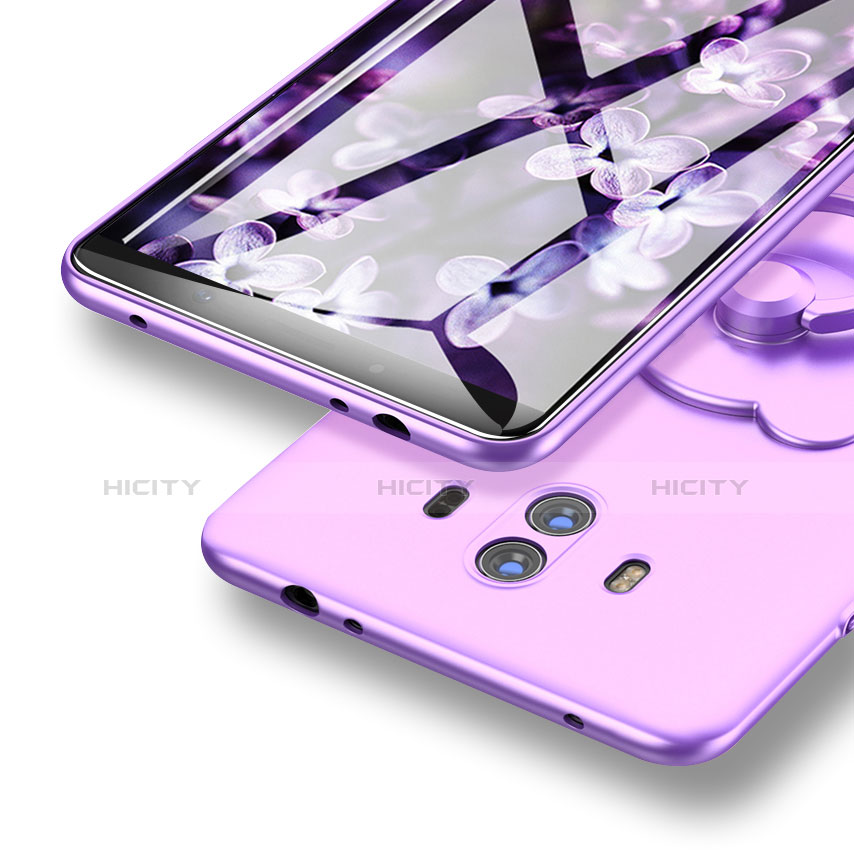 Carcasa Dura Plastico Rigida Mate con Anillo de dedo Soporte A03 para Huawei Mate 10 Morado