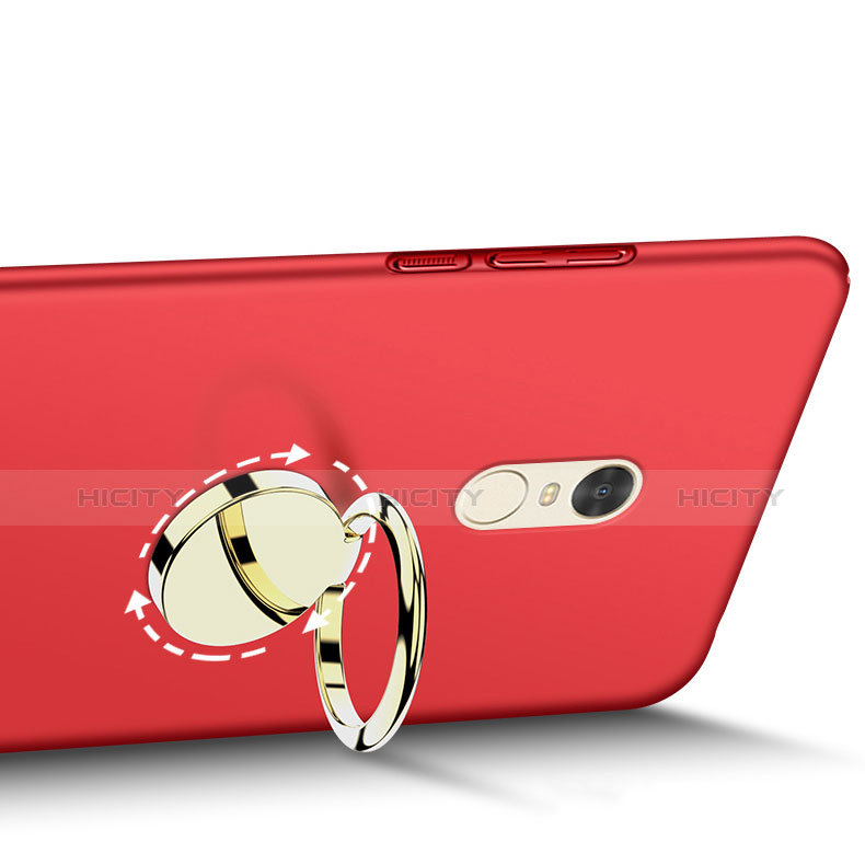 Carcasa Dura Plastico Rigida Mate con Anillo de dedo Soporte A03 para Xiaomi Redmi Note 4X High Edition Rojo