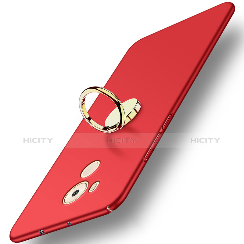 Carcasa Dura Plastico Rigida Mate con Anillo de dedo Soporte A04 para Huawei Mate 8 Rojo