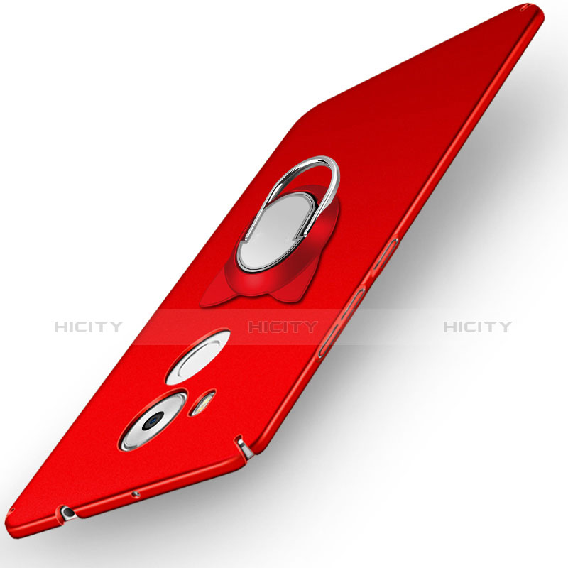 Carcasa Dura Plastico Rigida Mate con Anillo de dedo Soporte A05 para Huawei Mate 8 Rojo