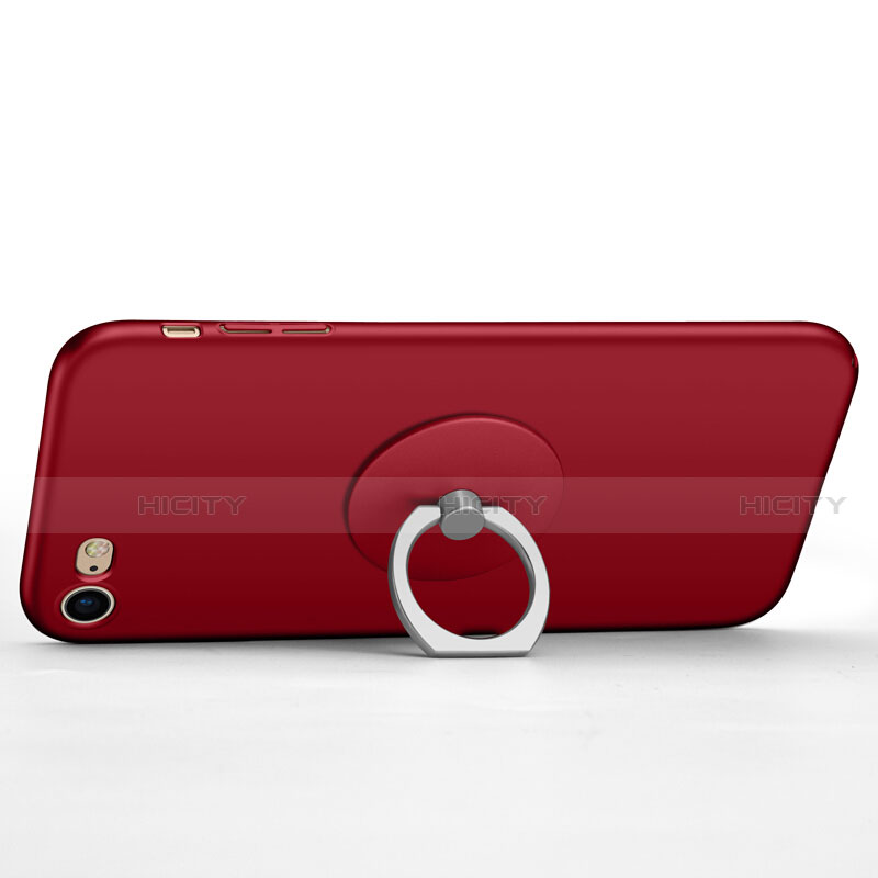 Carcasa Dura Plastico Rigida Mate con Anillo de dedo Soporte para Apple iPhone SE (2020) Rojo