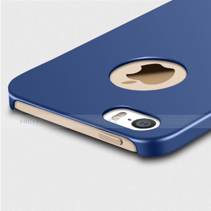 Carcasa Dura Plastico Rigida Mate con Anillo de dedo Soporte para Apple iPhone SE Azul
